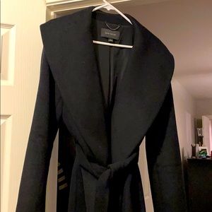 Ann Taylor Wool Belted Trenchcoat Black Size L